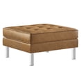 thumbnail image 1 of Loft Tufted Upholstered Faux Leather Ottoman in Silver Tan, 1 of 7