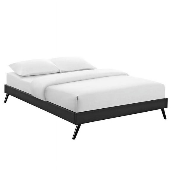Modway Loryn Full Vinyl Bed Frame with Round Splayed Legs in Black
