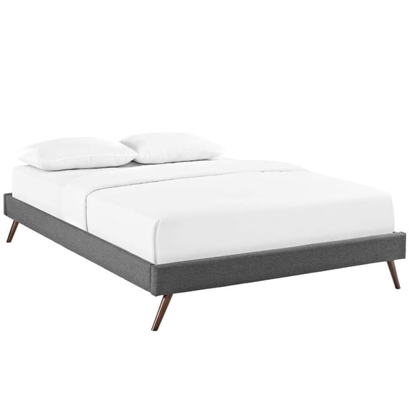 Modway Loryn Queen Polyester Fabric Bed Frame with Round Splayed Legs in Gray