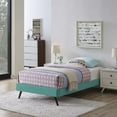 thumbnail image 1 of Modway Loryn Twin Fabric Bed Frame with Round Splayed Legs in Teal, 1 of 5