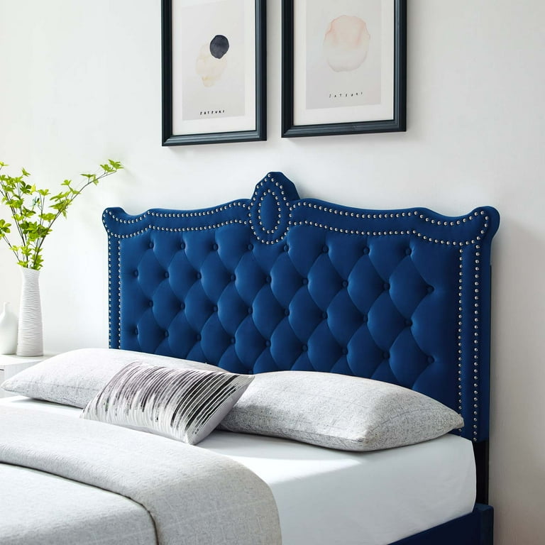 Modway Louisa Tufted Performance Velvet Full Queen Headboard in Navy