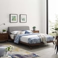 thumbnail image 1 of Luella Queen Upholstered Fabric Platform Bed in Walnut Light Gray, 1 of 6