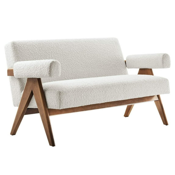 Modway Lyra Boucle Fabric Loveseat in Ivory