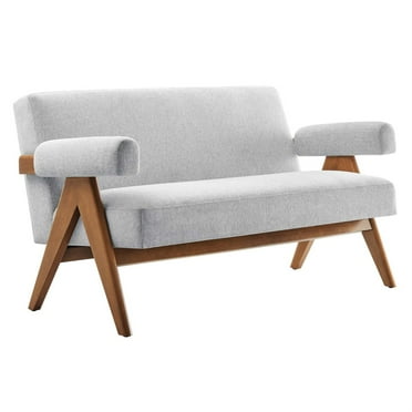 Modway Lyra Upholstered Modern Heathered Fabric Loveseat in Light Gray