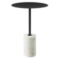 thumbnail image 1 of Modway Lyric Round Marble & Iron Side Table with Cylinder Base in White/Black, 1 of 10