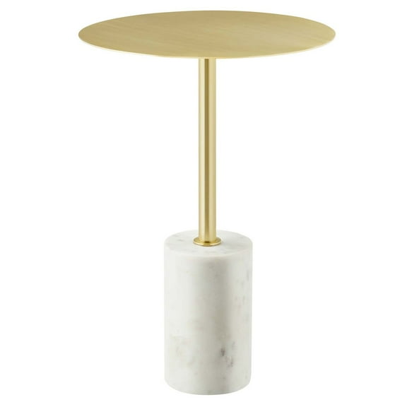 Modway Lyric Round Side Table in White Brass