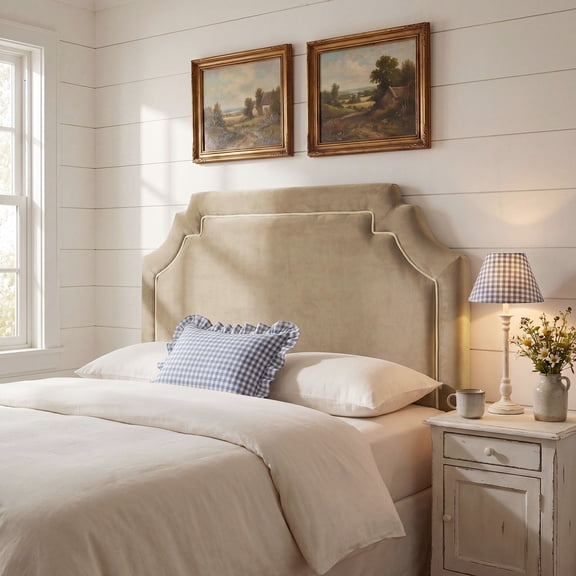 Magnolia Stain-Resistant Performance Velvet Full Size Headboard in Taupe Almond