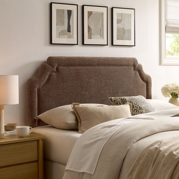 Magnolia Upholstered Fabric King Size Headboard in Mocha