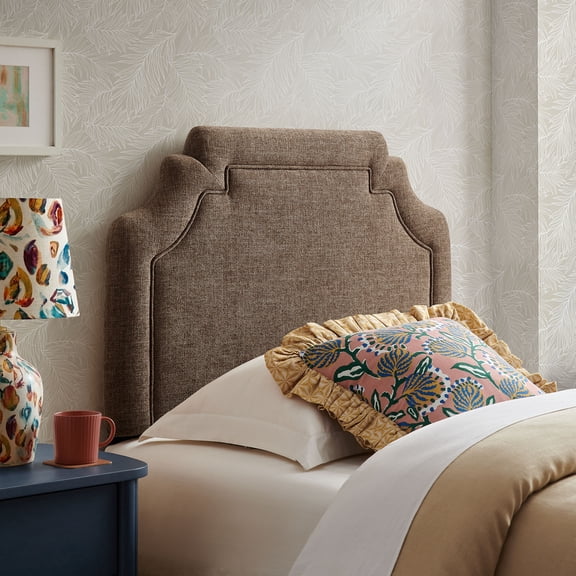 Magnolia Upholstered Fabric Twin Size Headboard in Mocha