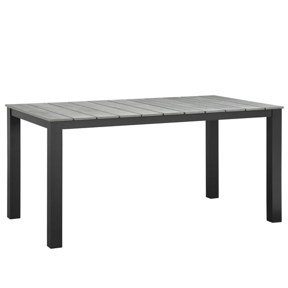 Modway Maine 63" Modern Aluminum Patio Dining Table in Brown/Gray