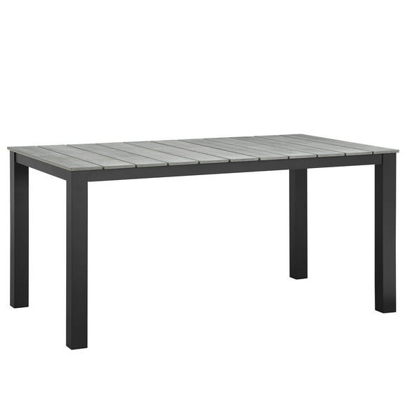 Modway Maine 63" Outdoor Patio Dining Table in Brown Gray