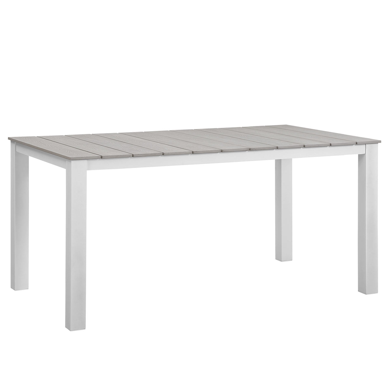 Maine 63" White Light Gray Aluminum Outdoor Dining Table