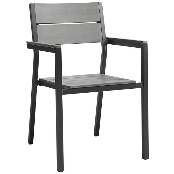 Modway Maine Dining Outdoor Patio Armchair in Brown Gray