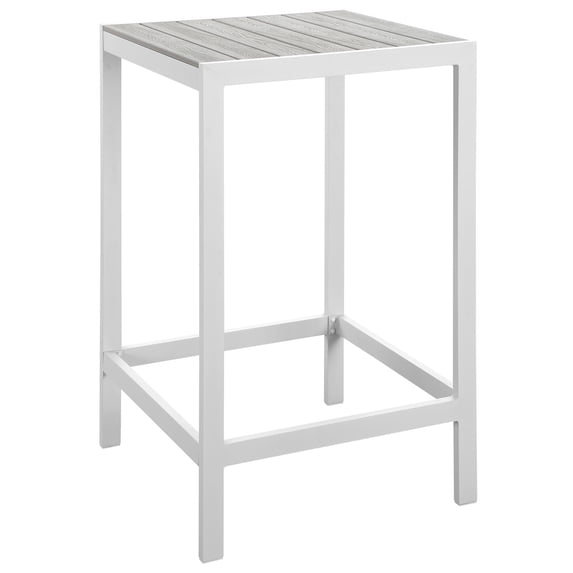 Modway Maine Outdoor Patio Bar Table in White Light Gray