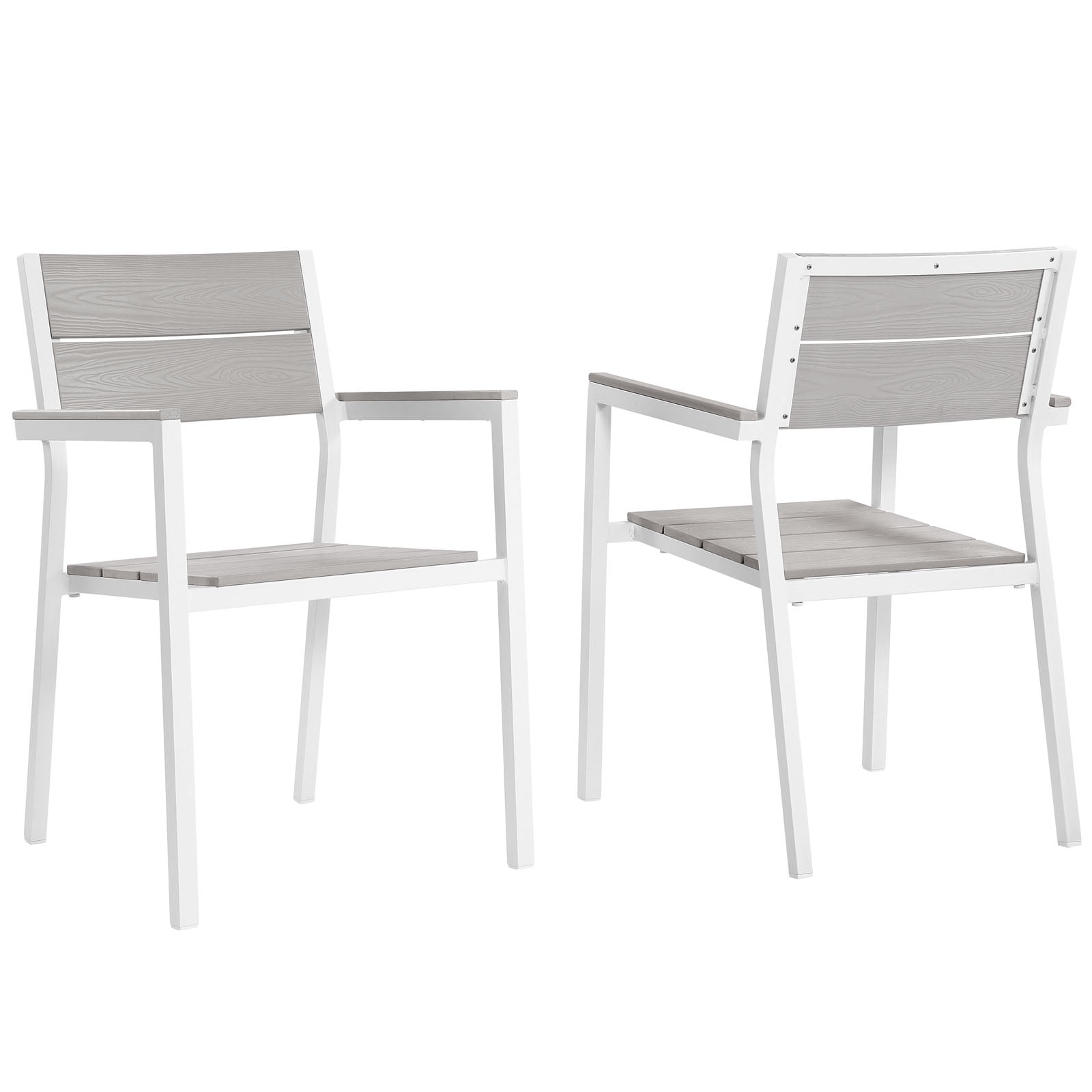 Maine White and Light Gray Aluminum Outdoor Dining Chairs
