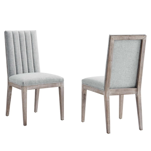 Modway Maisonette Solid Wood and Tufted Fabric Dining Side Chair in Light Gray