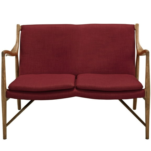 Modway Makeshift Upholstered Fabric Loveseat in Maple Red