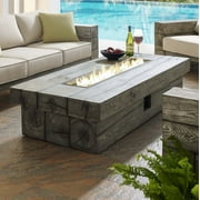 Modway Manteo 70" Rectangular Wood Outdoor Patio Fire Pit Table in Light Gray