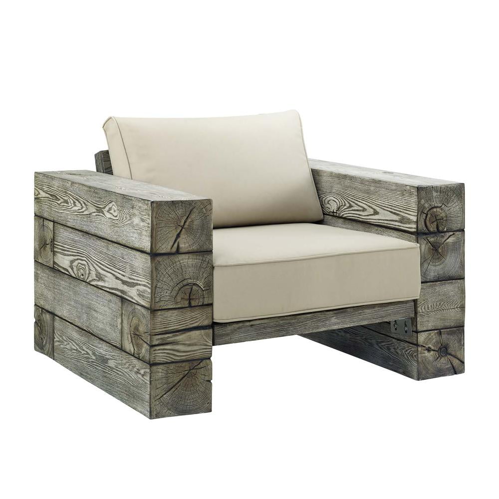 Manteo Light Gray Beige Outdoor Patio Lounge Chair