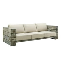 Modway Manteo Wood and Fabric Outdoor Patio Sofa in Light Gray/Beige