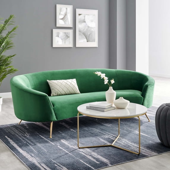 Modway Marchesa Upholstered Performance Velvet Sofa in Emerald