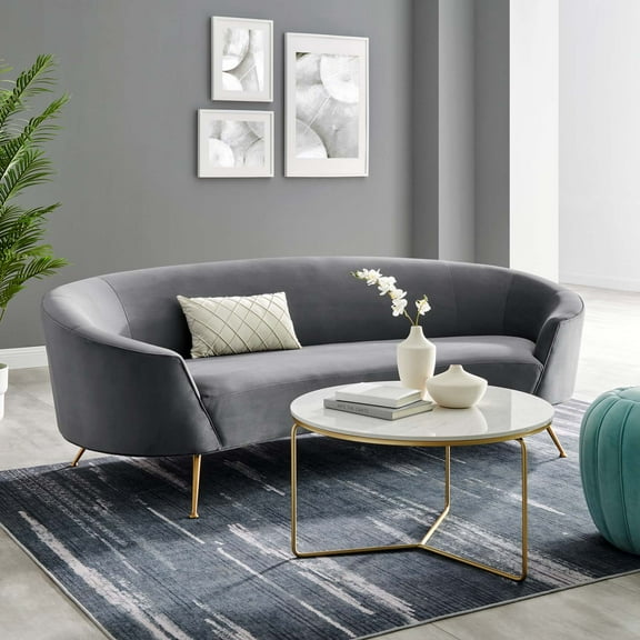 Modway Marchesa Upholstered Performance Velvet Sofa in Gray