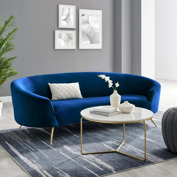 Modway Marchesa Upholstered Performance Velvet Sofa in Navy