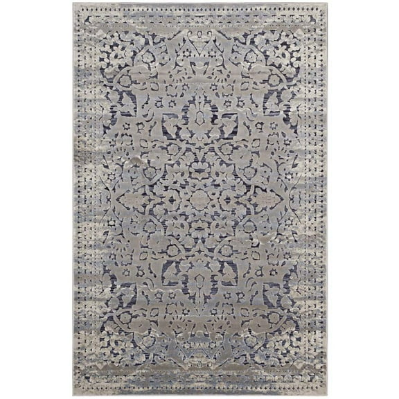 Modway Margarida Distressed Vintage Turkish 5x8 Area Rug in Blue and  Cream
