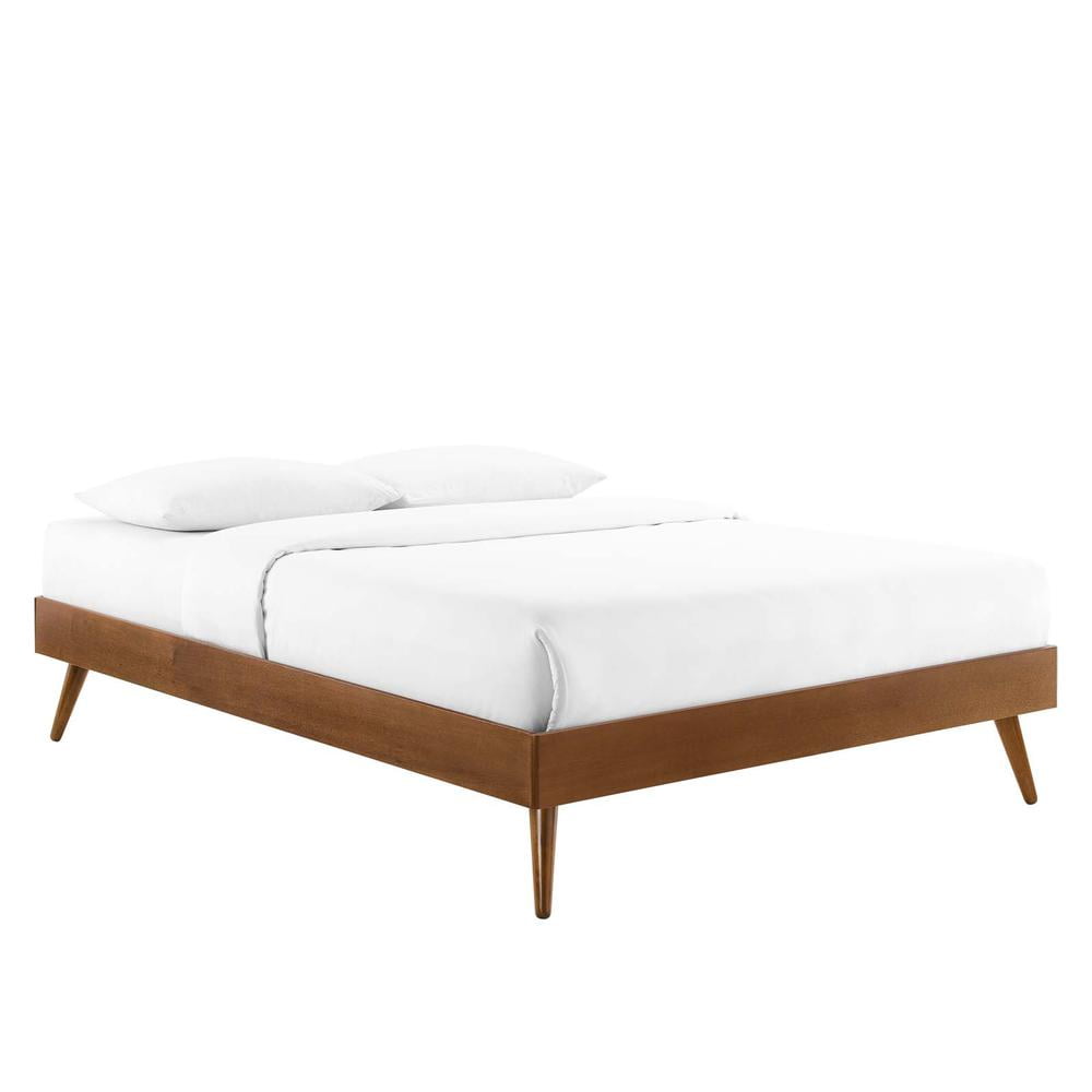 Margo Mid-Century Walnut Full Platform Bed with Headboard
