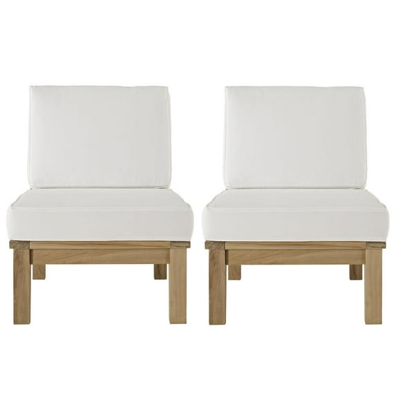Modway Marina 2 Piece Outdoor Patio Teak Set in Natural White