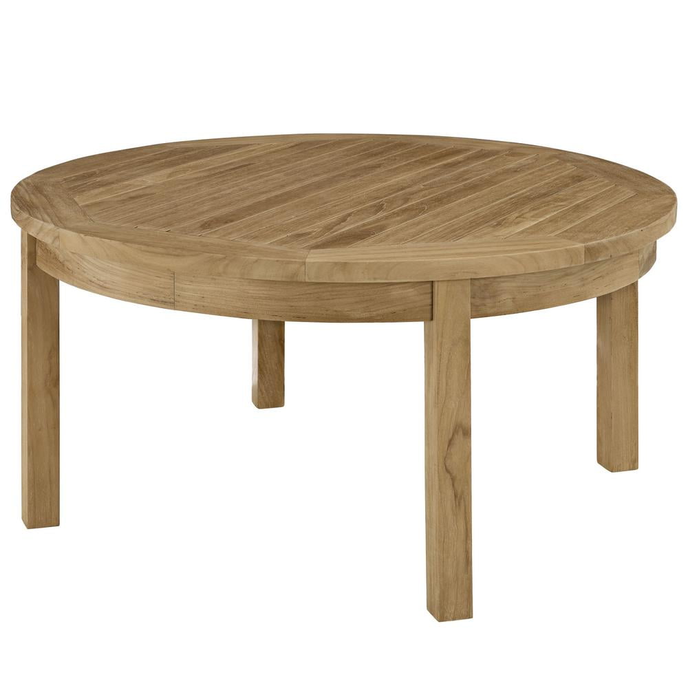 Marina Natural Teak Wood Outdoor Round Coffee Table