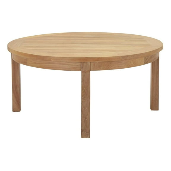 Modway Marina Outdoor Patio Teak Round Coffee Table in Natural