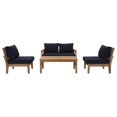 thumbnail image 1 of Modway Marina 5-Piece Solid Teak Wood Patio Sofa Set in Natural/Navy, 1 of 9