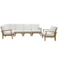 thumbnail image 1 of Modway Marina 6-Piece Solid Teak Wood Patio Sofa Sectional Set in Natural/White, 1 of 9