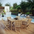 thumbnail image 1 of Modway Marina 7-Piece Teak Wood Patio Dining Set with Arm Chair in Natural, 1 of 5