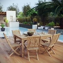 Modway Marina 7 Piece Outdoor Patio Teak Dining Set in Natural