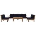 thumbnail image 1 of Modway Marina 7-Piece Solid Teak Wood Patio Sofa Set in Natural/Navy, 1 of 9