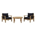 thumbnail image 1 of Modway Marina Modern Wood 3-Piece Teak Conversation Set in Natural/Navy, 1 of 6