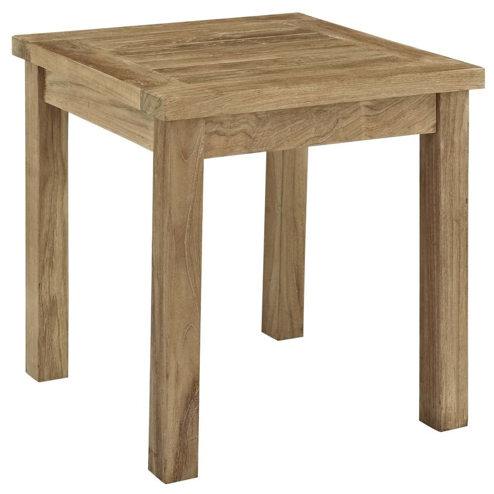 Marina Natural Teak Wood Outdoor Patio Side Table