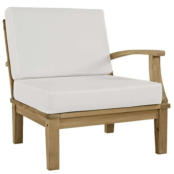Modway Marina Outdoor Patio Teak Right-Facing Sofa in Natural White