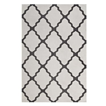 Modway Marja Moroccan Trellis 5' x 8' Area Rug in Ivory and Charcoal