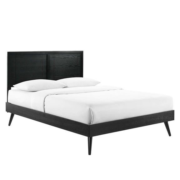 Modway Marlee King Wood Platform Bed with Splayed Legs in Black