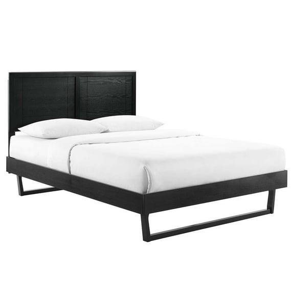 Modway Marlee Queen Wood Platform Bed With Angular Frame in Black