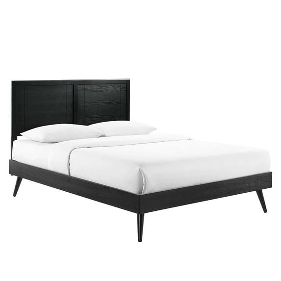 Modway Marlee Queen Wood Platform Bed with Splayed Legs in Black