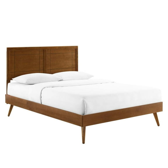 Modway Marlee Twin Wood Platform Bed with Splayed Legs in Walnut