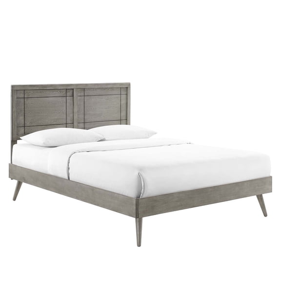 Modway Marlee Twin Wood Platform Bed with Splayed Legs in Gray