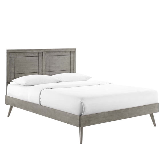 Modway Marlee Twin Wood Platform Bed with Splayed Legs in Gray