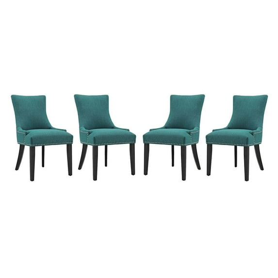 Modway Marquis Dining Chair Fabric Set of 4 in Teal