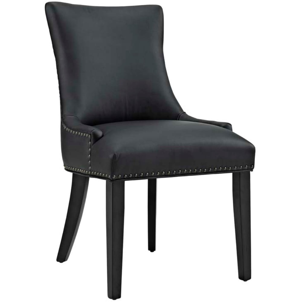 High Back Black Leather Upholstered Parsons Side Chair