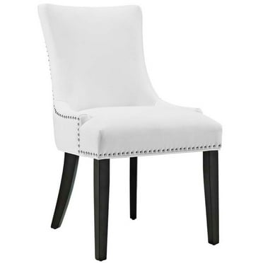 Modway Marquis 20.5" Solid Rubberwood and Vegan Leather Dining Chair in White